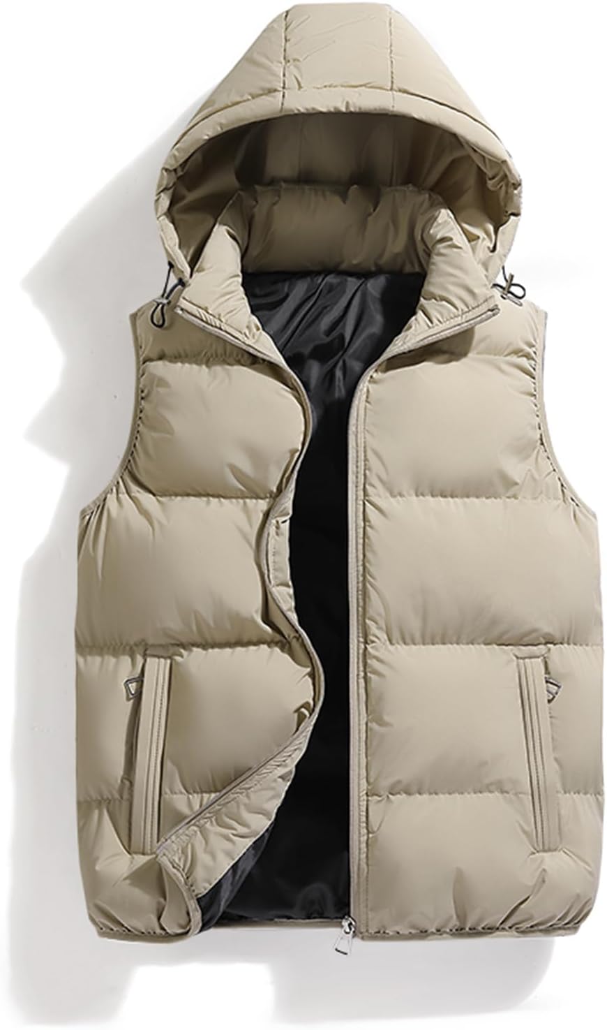 hathne Men's Winter Puffer Vest Sleeveless Warm Zipper Lightweight Jacket Vest with Removable Hood