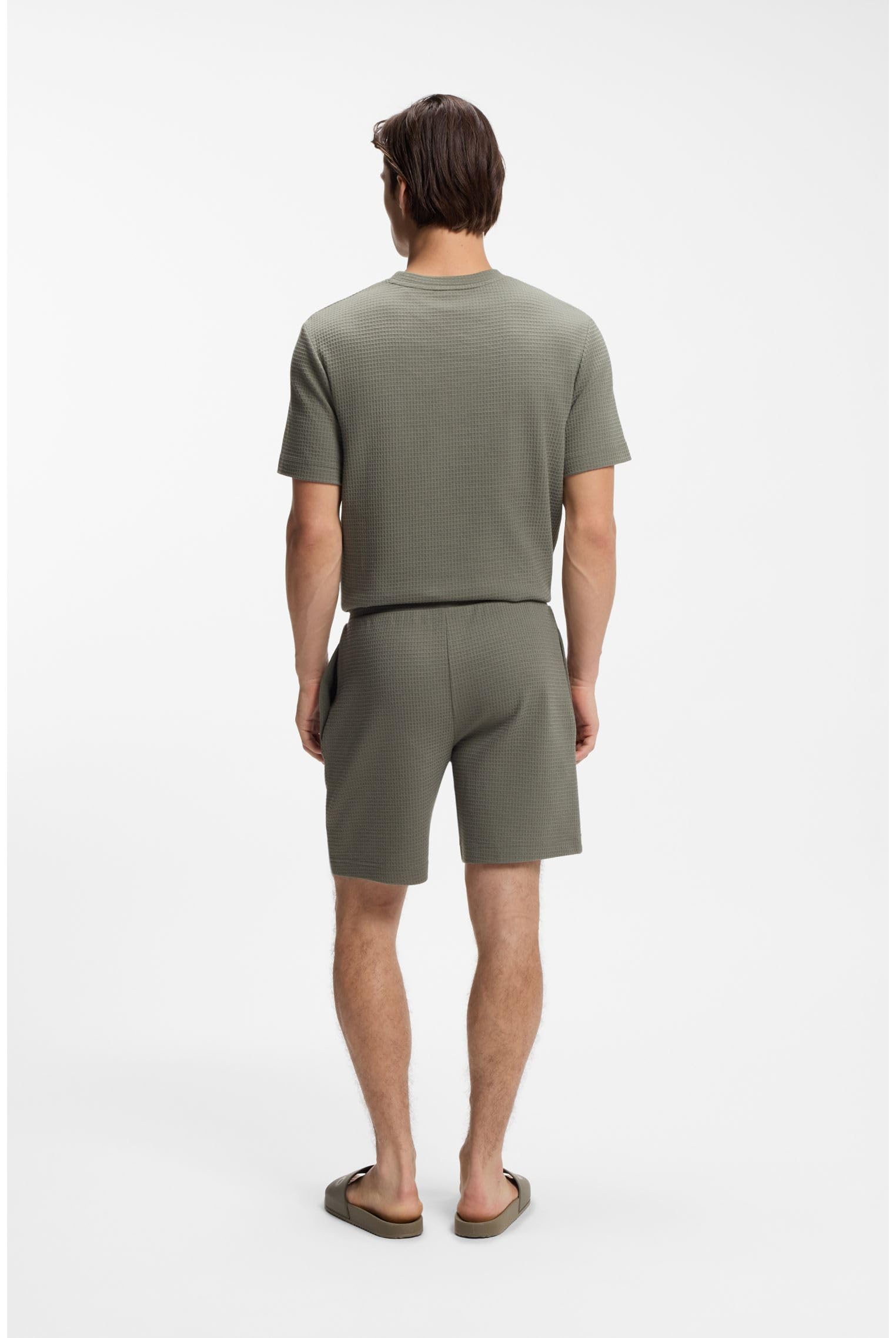 HUGO Herren Austin Shorts Pyjama-Shorts mit Waffelstruktur und Logo-Stickerei