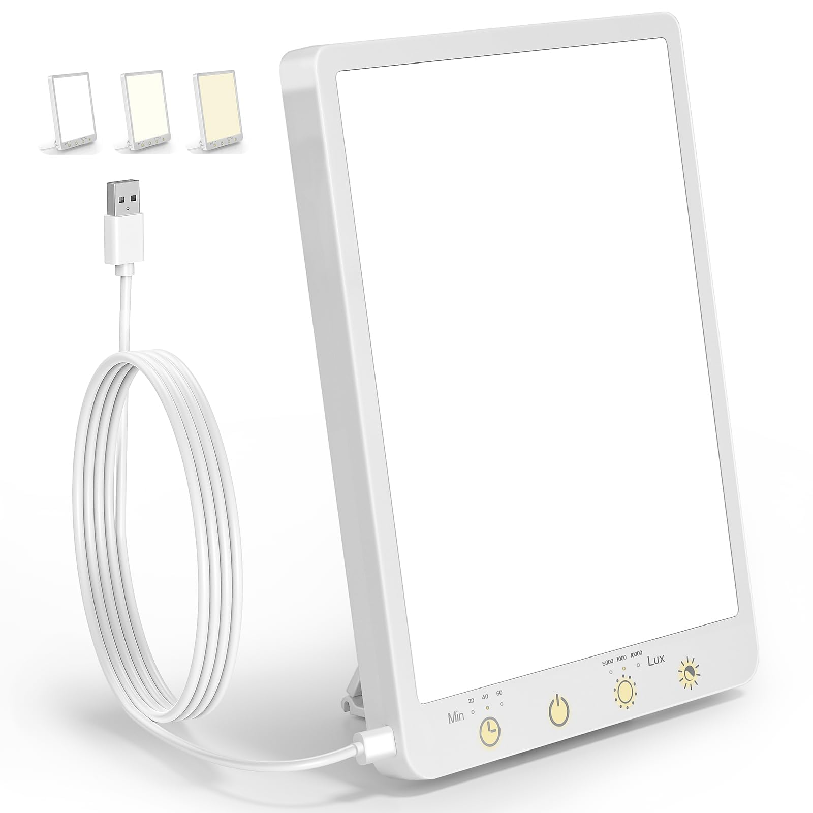 SAD Lamp Lampe de luminothérapie 10 000 lux – Lampe solaire à spectre complet avec 3 températures de couleur, minuterie et fonction mémoire, lampe de contrôle tactile portable pour la maison, le