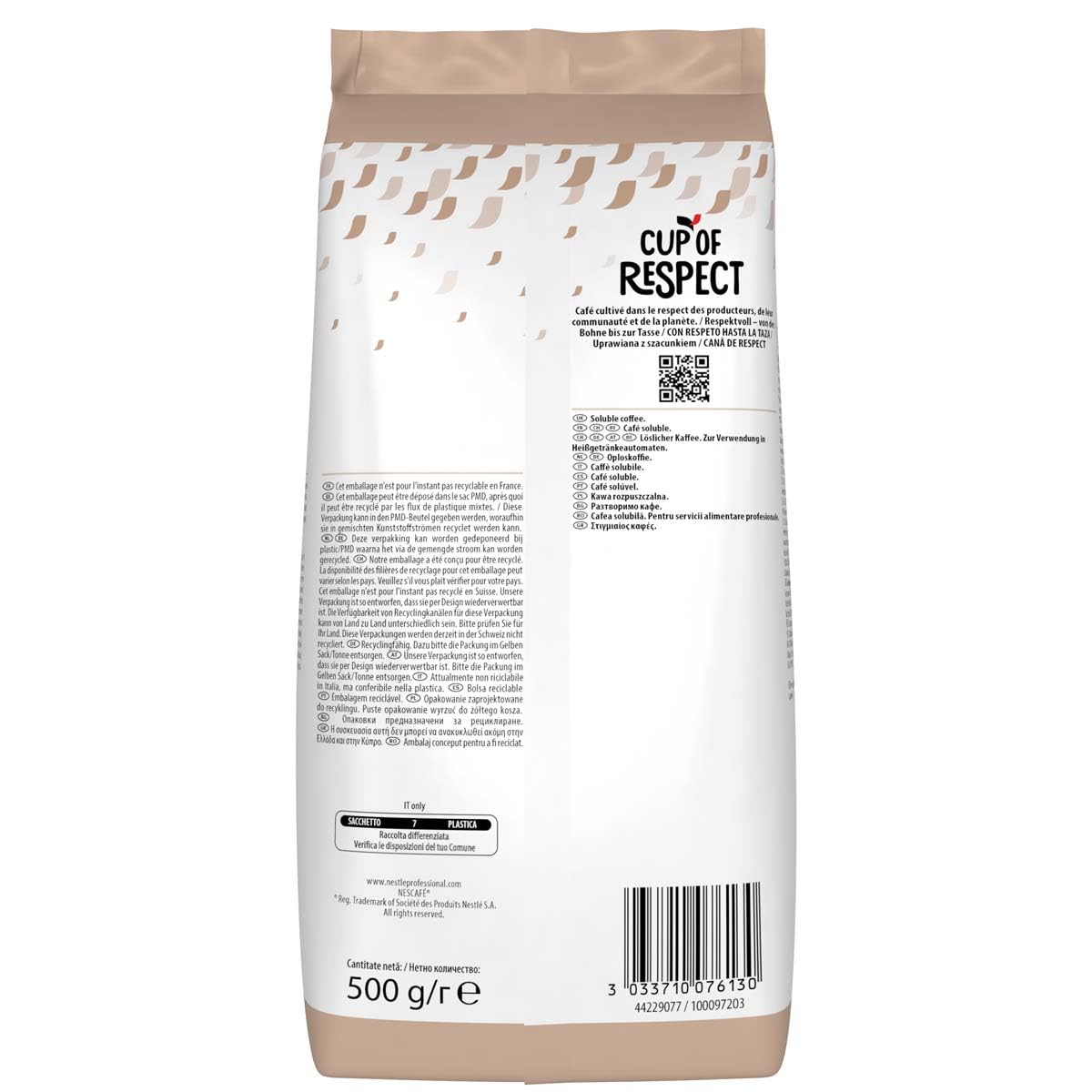 Specjalny filtr NESCAFÉ - kawa rozpuszczalna - kawa rozpuszczalna z mikroziarnistością - mieszanka arabiki i robusta - kawa w proszku - 100% bardziej odpowiedzialna dostawa - saszetka 500 g