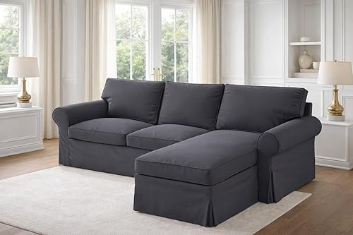 Miniatura 44 de La funda de sofá de repuesto es compatible con el sofá IKEA de tres plazas o el sofá Ektorp de 3 plazas. Solo funda. Funda Ektorp (poliéster Beige