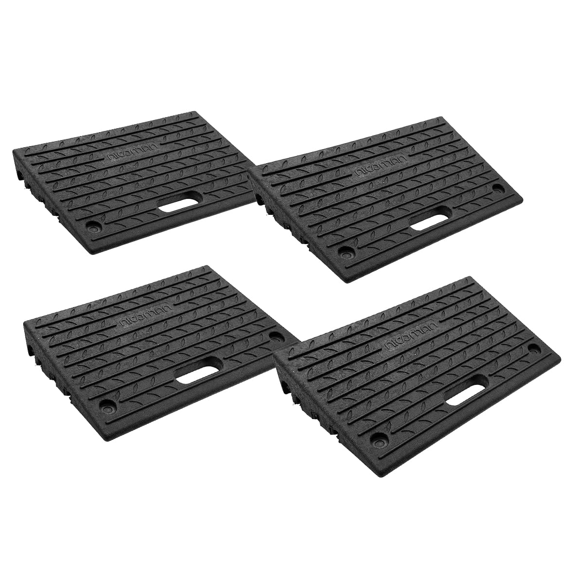 Nicoman Rubber Kerb Ramps, Multiuse Curb Ramp for Vehicles, Wheelchairs, Bikes, Strollers, Pet Mobility and Disabled Chair & Dog (Pack of 4)