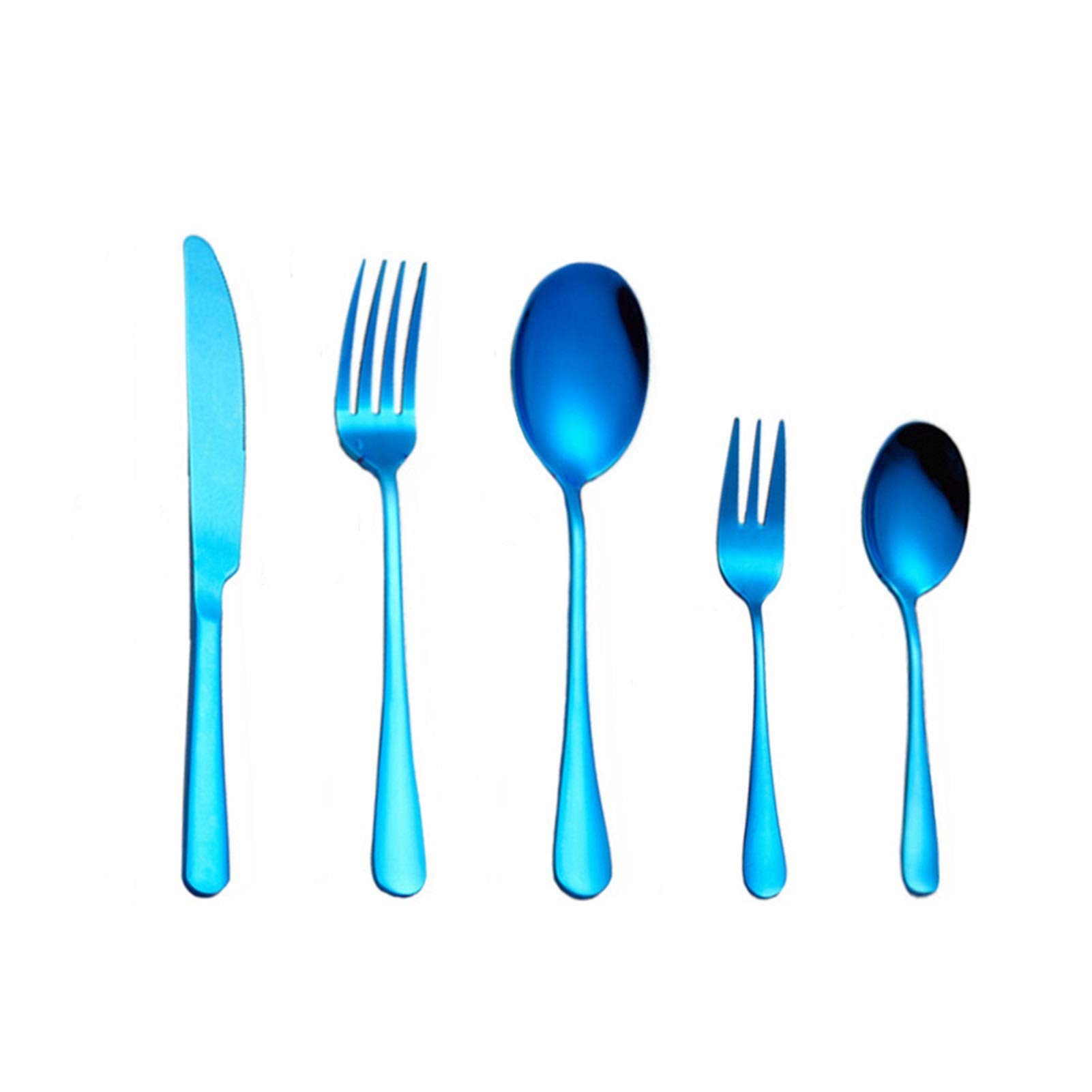 Couverts dorés bleus 5 pièces pour sublimer vos dîners de fête