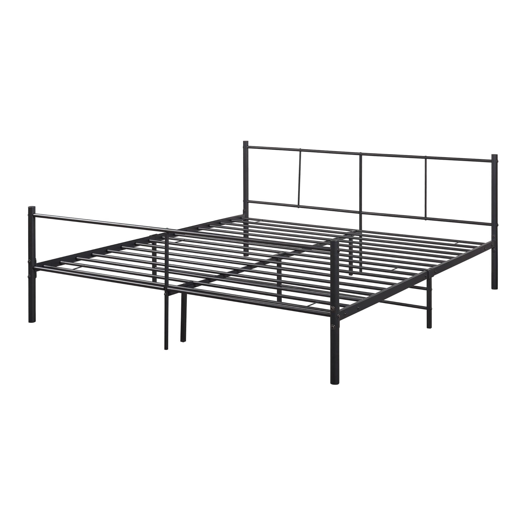 [en.casa] Metallbett Laos 180 x 200 cm Schwarz auf Stahlrahmen mit Lattenrost Bettgestell mit Kopfteil Design Doppelbett Ehebett Gästebett