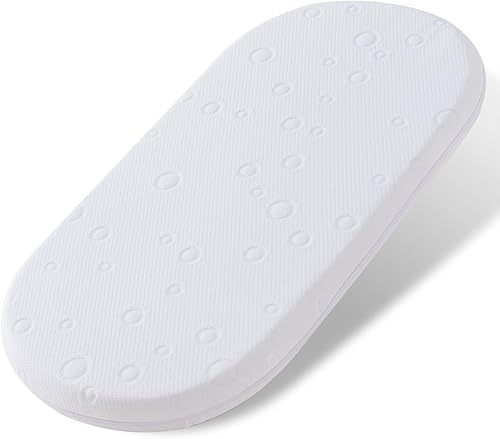 Miniatura 9 de Colchón de moisés para bebé, 24" x 20.8" x 2" colchón de espuma viscoelástica de gel de doble cara con funda suave transpirable extraíble que se
