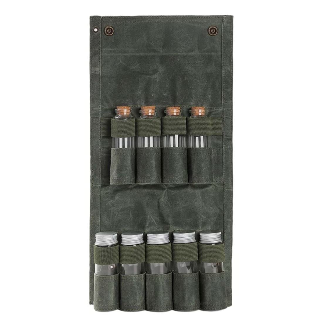 Loazyanc Camping Spice Kit,Camping Spice Jar Seasoning Dispenser,Camping Spice Travel Kit With Portable Spice Bag Seasoning Storage Bag 9pcs Mini Seasoning Bottle For Travel 10PCS