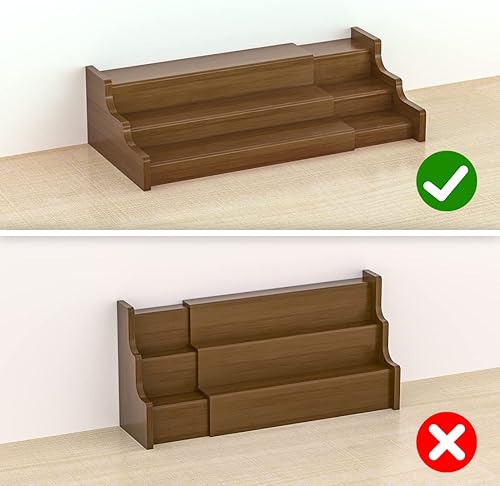 Miniatura 4 de Organizador de gabinete de especias de bambú, estante de exhibición extensible de madera de 3 niveles