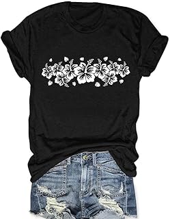MZEAZRK Women Boho Wildflower Shirts Funny Flower Plant T Shirt Cute Daisy Graphic Tees Short Sleev Vacation Tops