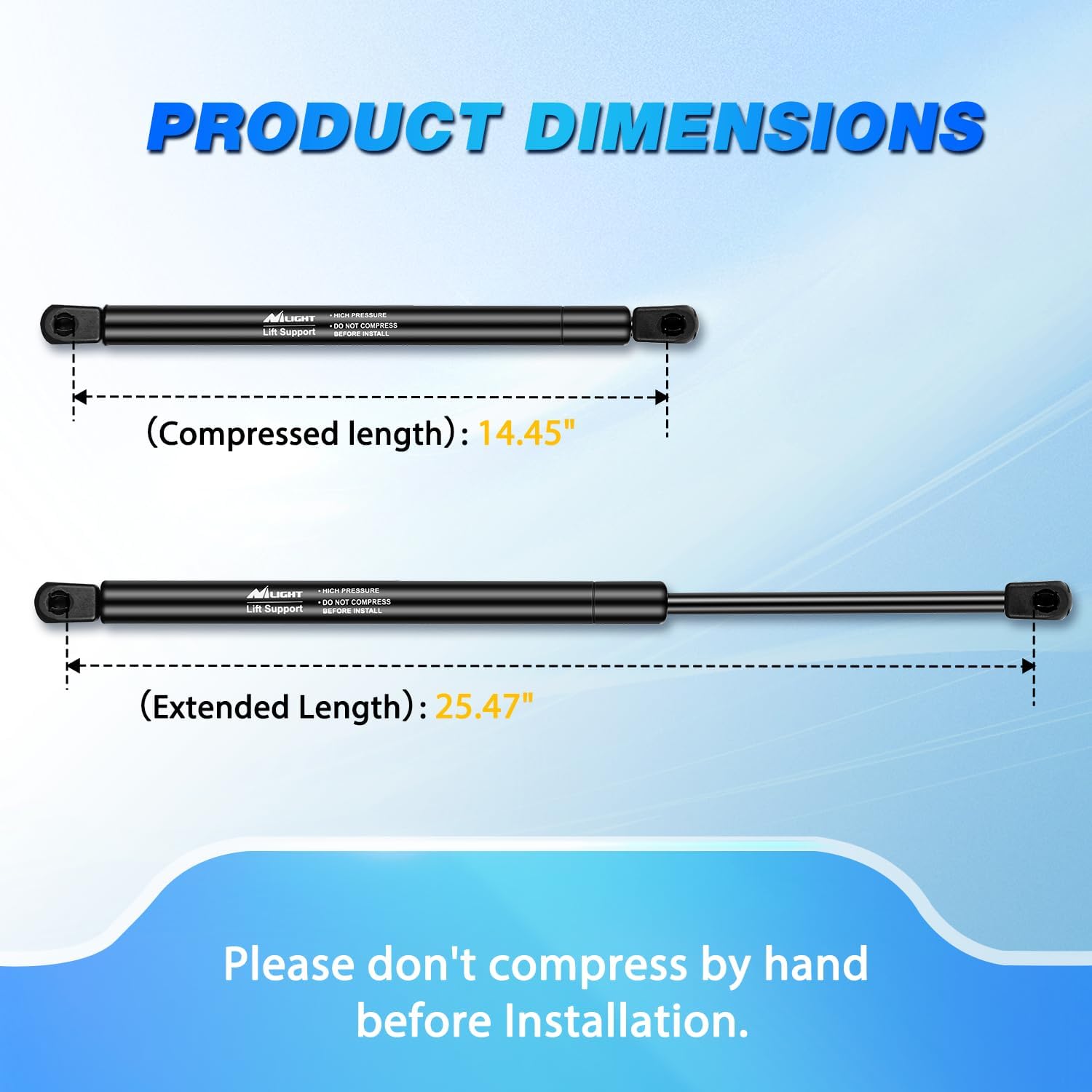 Nilight Rear Window Glass Struts 4761 for Jeep Wrangler YJ 1987-1995, Rear Shocks Gas Struts 26 Inch, 2PCS Set Rod