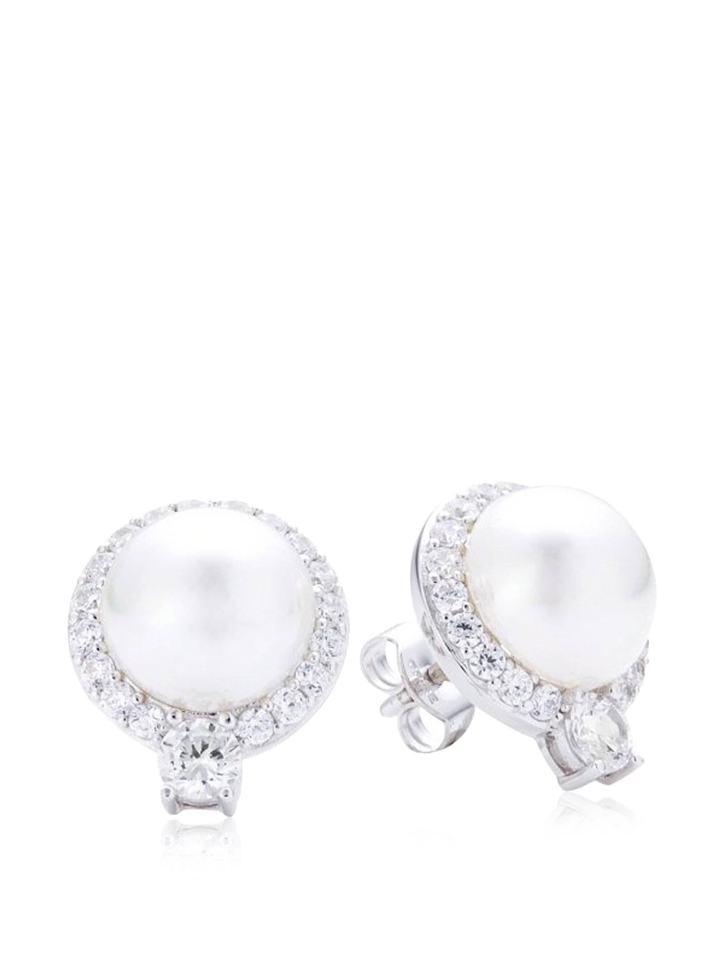 Diamonfire Women's Stud Earrings 925 Sterling Silver with Zirconia and Pearls White Line 62/1536 / 1/111