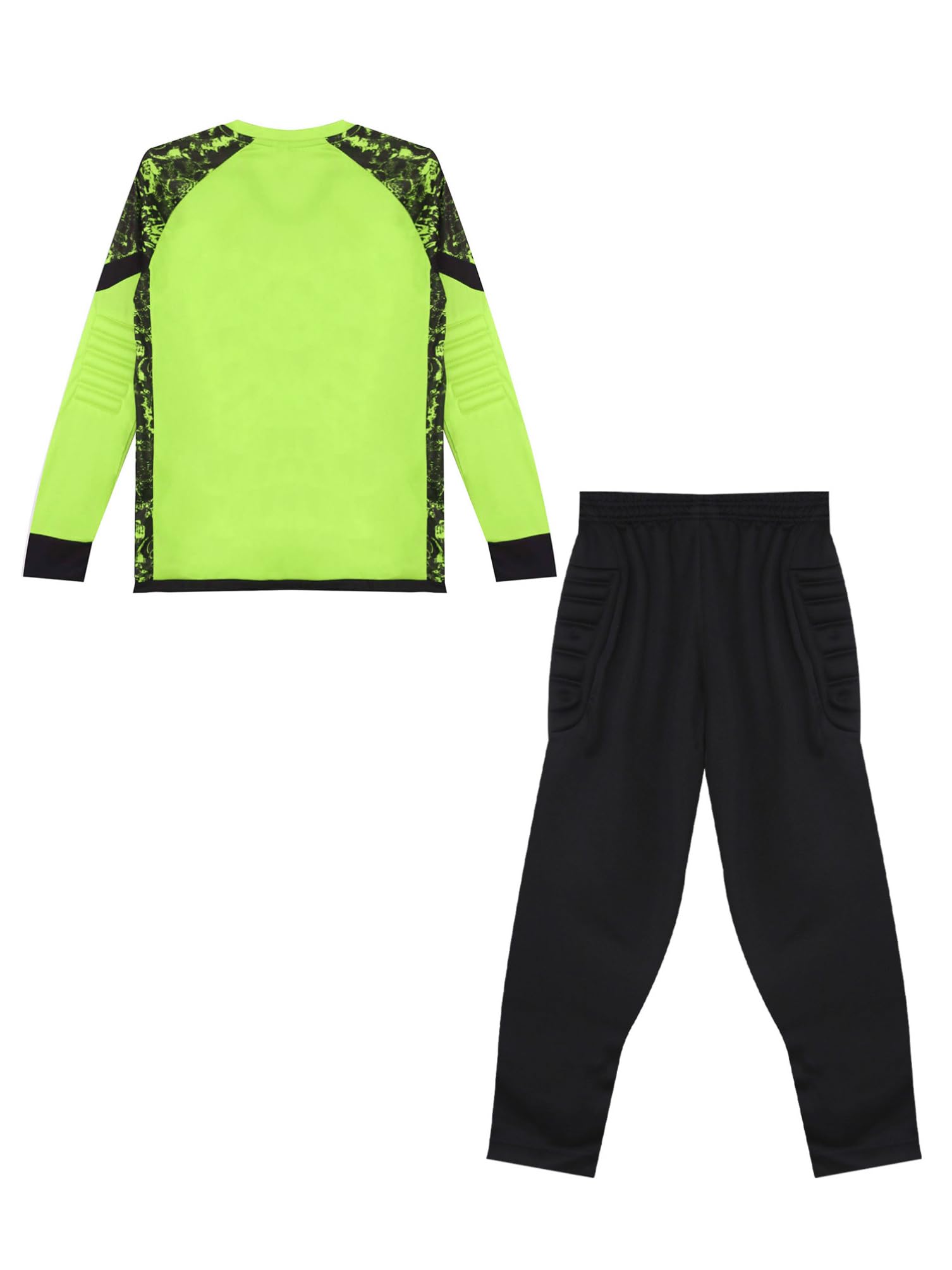 dPois Tuta da Portiere di Calcio per Bambini e Ragazzi Completino Completo Calcio Calcetto Torneo Scuola Sport Maglia da Portiere Maniche Lunghe + Pantaloni Sportivi Verde 11-12 anni