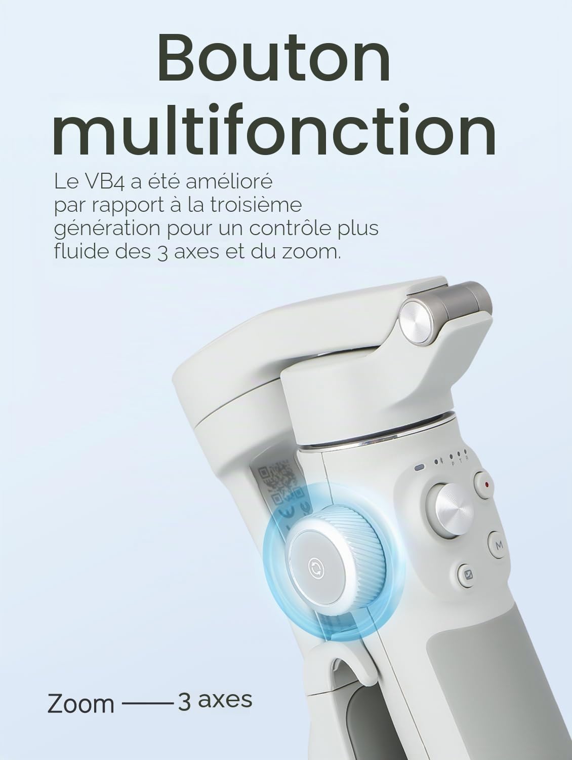FeiyuTech Vimble 4 Stabilisateur Smartphone,Suivi 4.0 AI,Stabilisateur iPhone Pliable à 3 Axes pour VLOG,Reels,Youtube&TikTok,Live Stream,Compatible iPhone/Android,Barre d'extension Intégrée