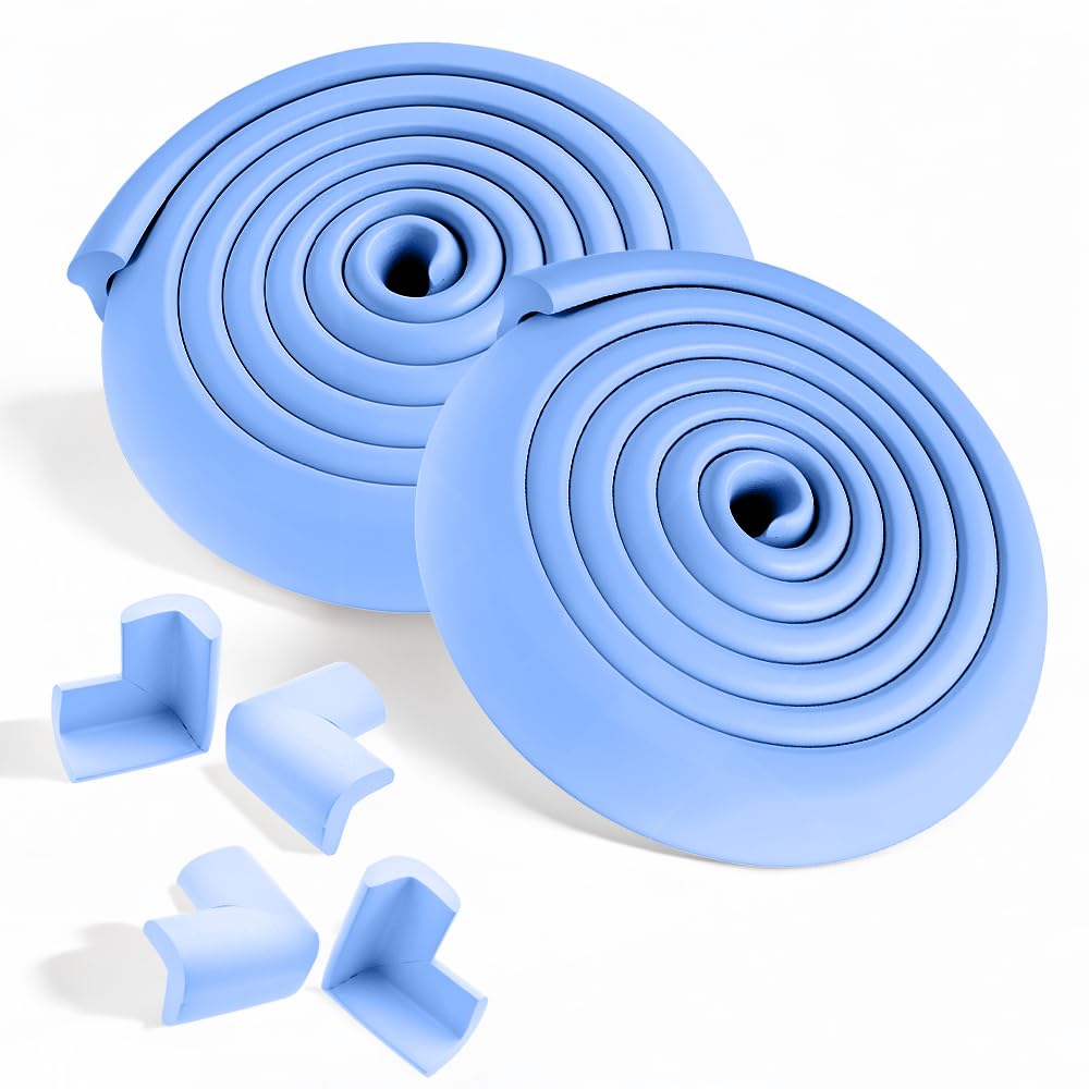 Extremegrippro Blue 4M Foam Strip & 8 Corner Guards For Baby & Kids Safety - Edge Protection With Adhesive Tape, 2X 2M Strips, Easy Install, Uk Shipping (Blue)