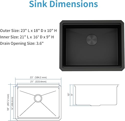 Miniatura 118 de LQS Fregadero de cocina negro de 33 x 22 pulgadas, fregadero de cocina desplegable de 33 x 22 pulgadas, fregadero de acero inoxidable calibre 16