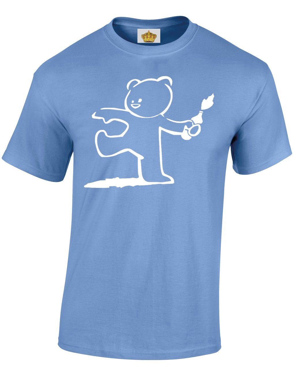 Crown Designs Men's Carolina Blue Teddy Bear Banksy Style Novelty Gifts For & Teenagers T-Shirts Tops - /Large