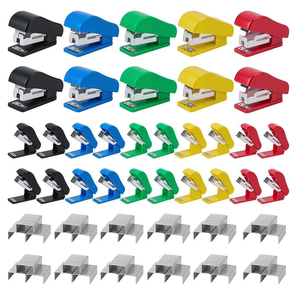 GOMAKERER 30 Pcs 5 Color Mini Stapler with Staples