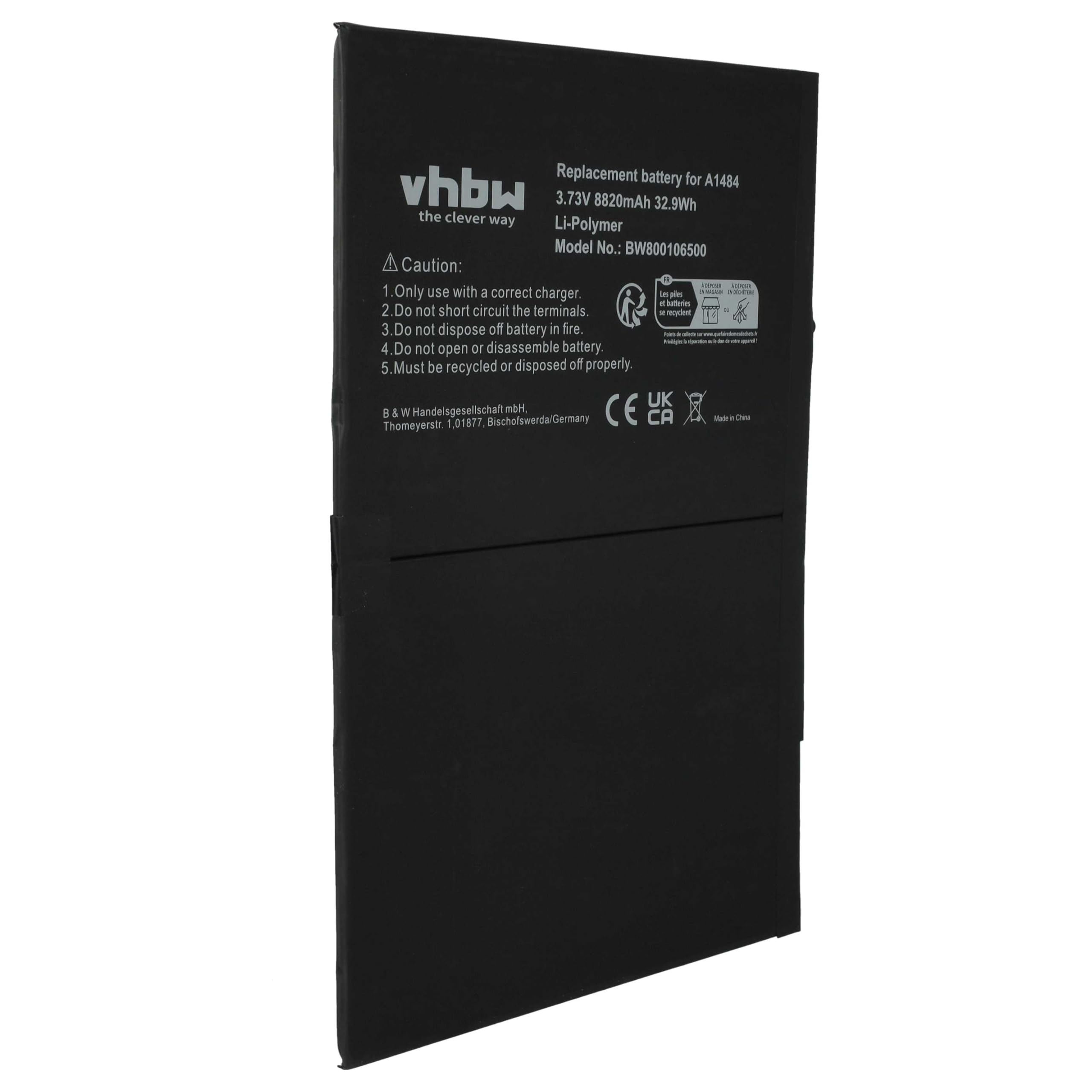 vhbw Bateria kompatybilna z Apple iPad 5 8820 mAh 3,73 V litowo-polimerowa
