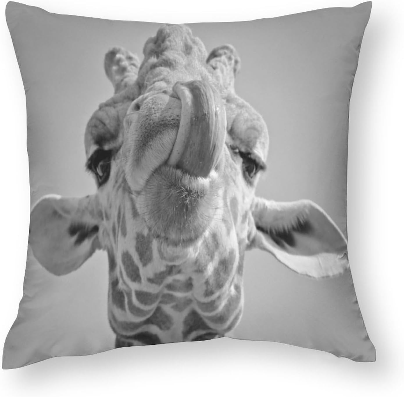 NIBABAEU Decorative Pillow Cushion Covers 1 Piece Funny Giraffe Cute Animal Soft Polyester Square 22x22inches (55x55cm)