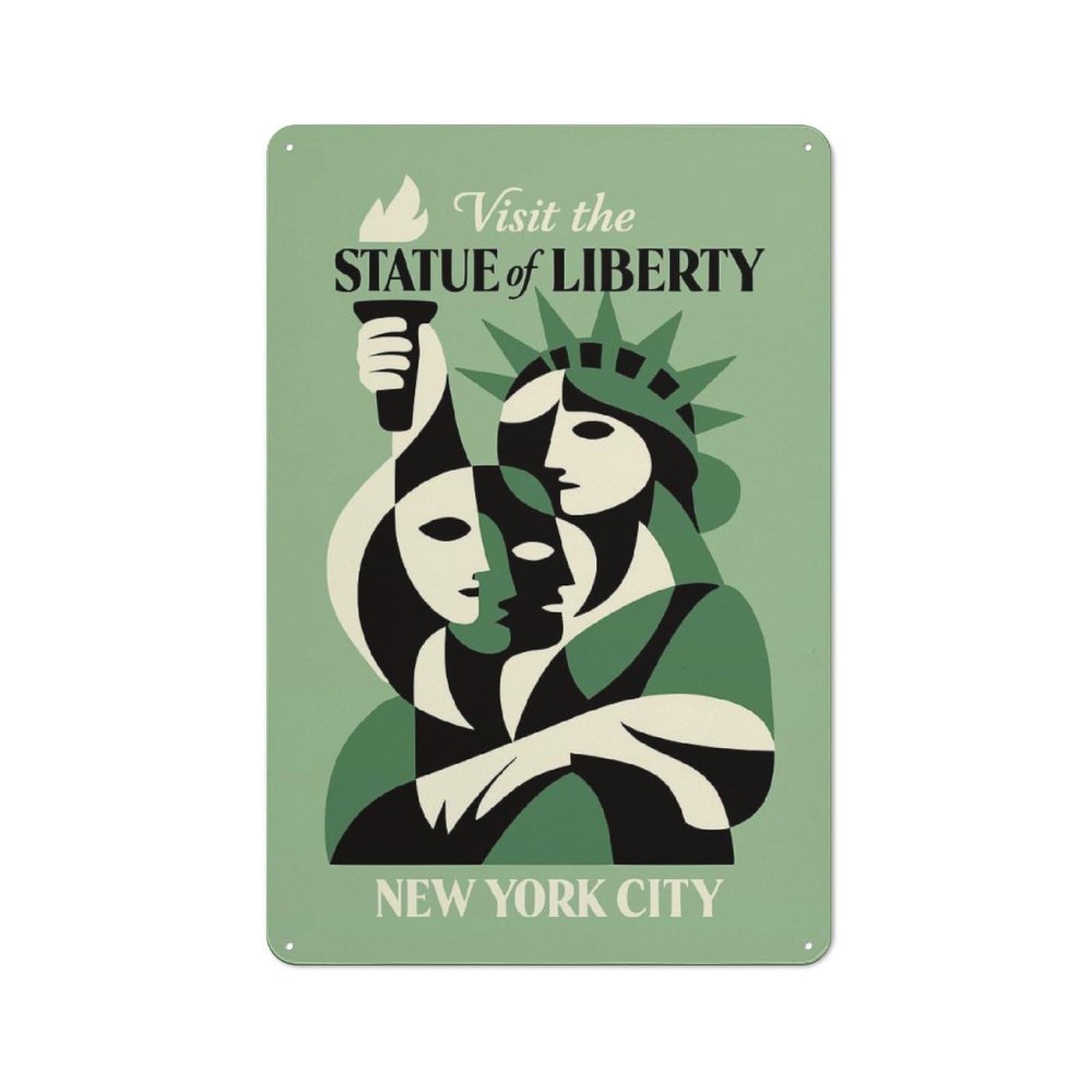 Tin Sign 30x20cm with Statue of Liberty New York City Poster for Pub Or Café, Retro Decor, for Vintage Wall Decor Fans, for Cafés, Pubs And Restaurants