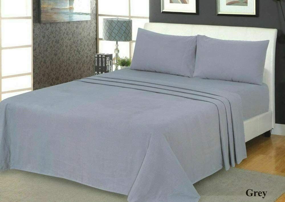 Northren Luxe Extra Deep Thermal Flannelette Fitted & Flat Sheet 100% Brushed Cotton - 32cm/13 inch Super Soft, Cozy, and Warm Bedding (Grey, Pillowcase Pair) — image 1