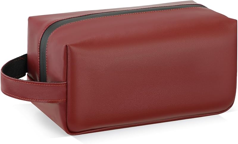 Necessaire masculina SWISSELITE em couro sintético, com zíper e alça, Wine Red