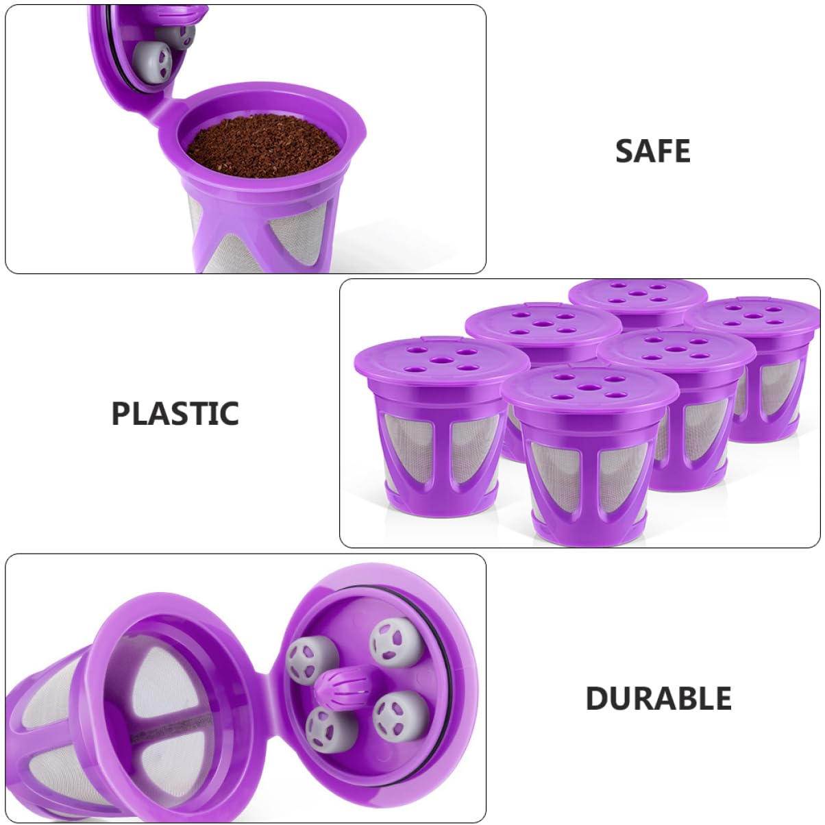 Uonlytech 12piezas De Café Rellenables Reutilizables De Inoxidable y Plástico Filtros De Café Compatibles Capacidad De Ahorra Dinero