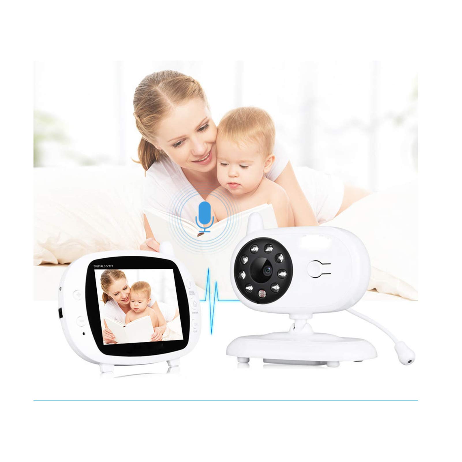 Moniteur Bébé LCD HD 3,5 Pouces Avec Interphone Vocal Bidirectionnel Vidéo Et Audio Détection Automatique De La Température De Vision Nocturne