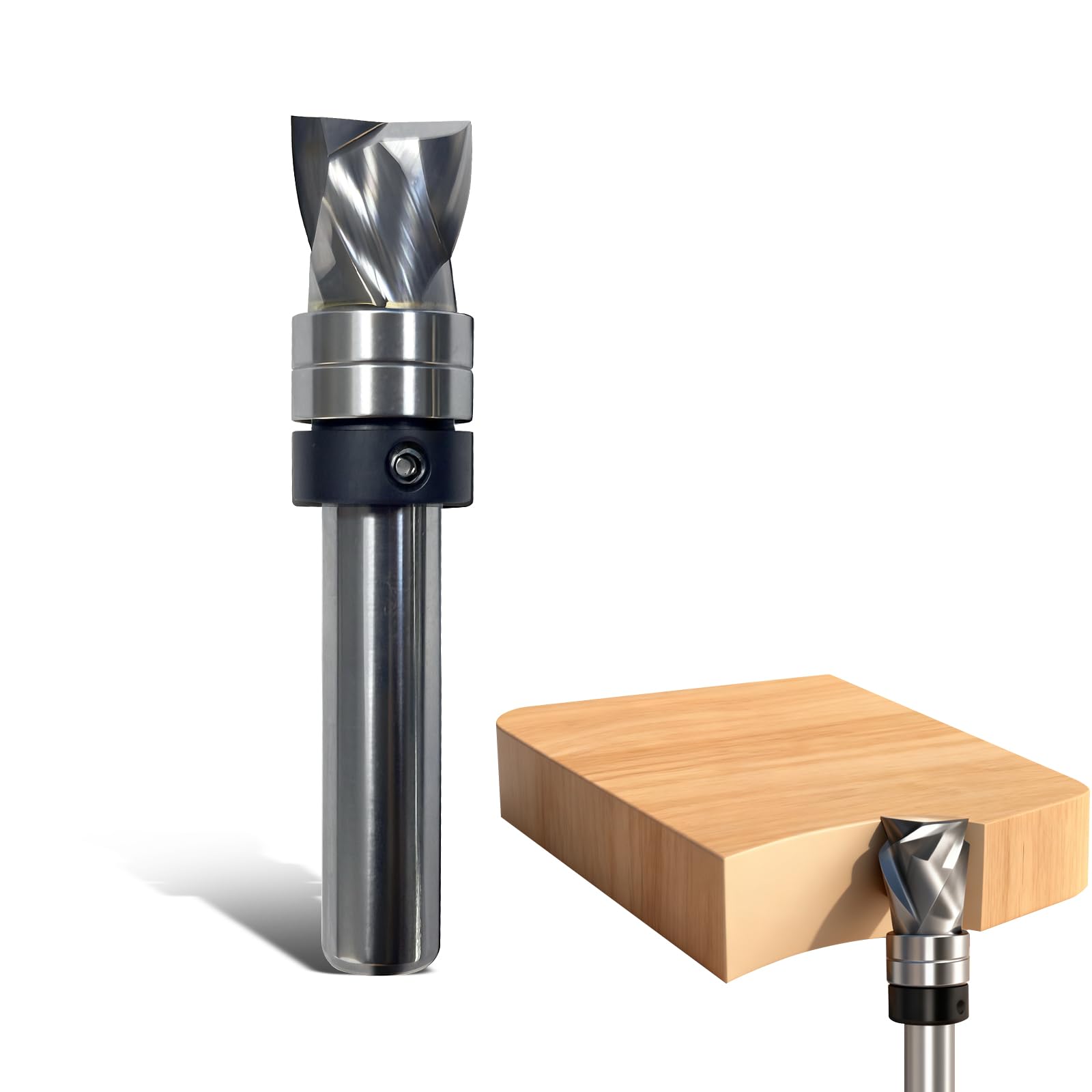 Fraise à défoncer en spirale avec tige de 8 mm, longueur de coupe de 12,7 mm, diamètre de coupe de 12 mm, fraise à rainure en spirale à compression en carbure massif pour le travail du bois