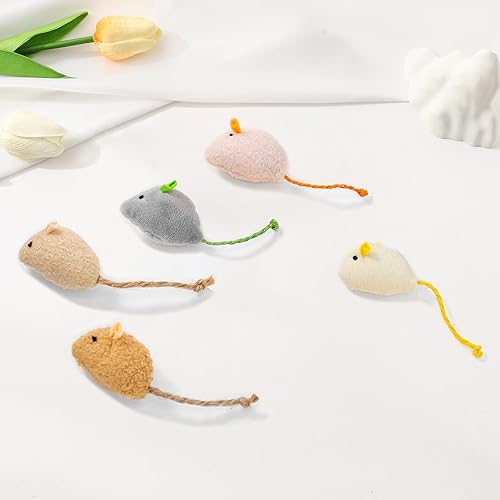 Miniatura 3 de Shudyear Juguetes para gatos, 5 juguetes de ratón, juguetes interactivos de animales de hierba gatera para gatitos de interior para eliminar el