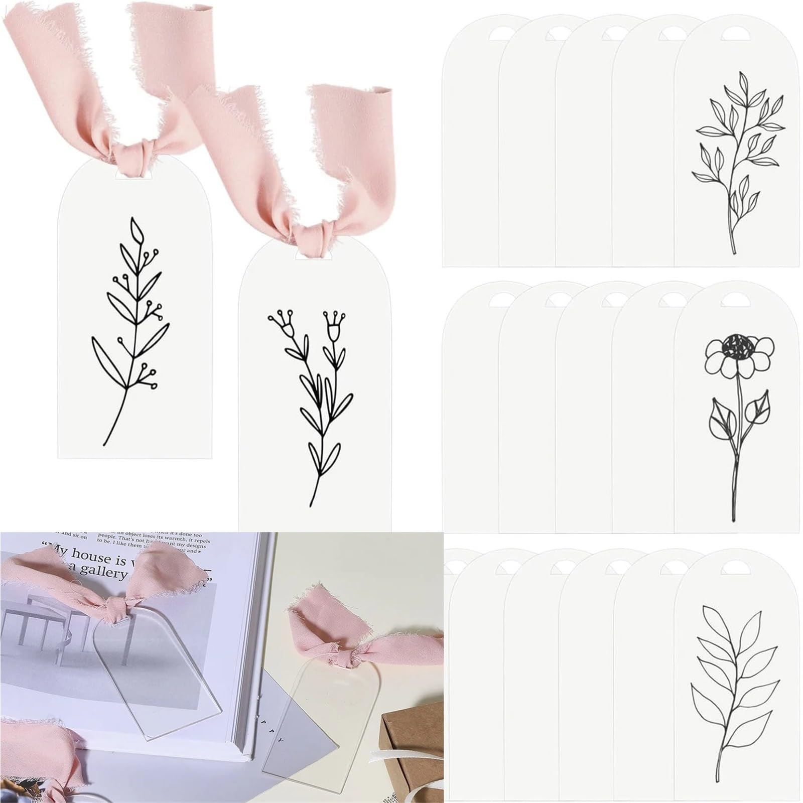 Platzkarten aus Acryl, blanko, gewölbt, für Hochzeiten, mattiert und transparent, 40 Stück