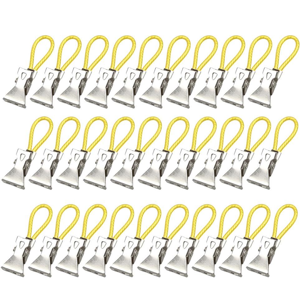 WYAN 30Pcs Tea Towel Clips, Kitchen Towel Clip, Kitchen Towel Hanging Clips, Suitable for Home, Bathroom, Beach Towel, Clothes(Yellow)