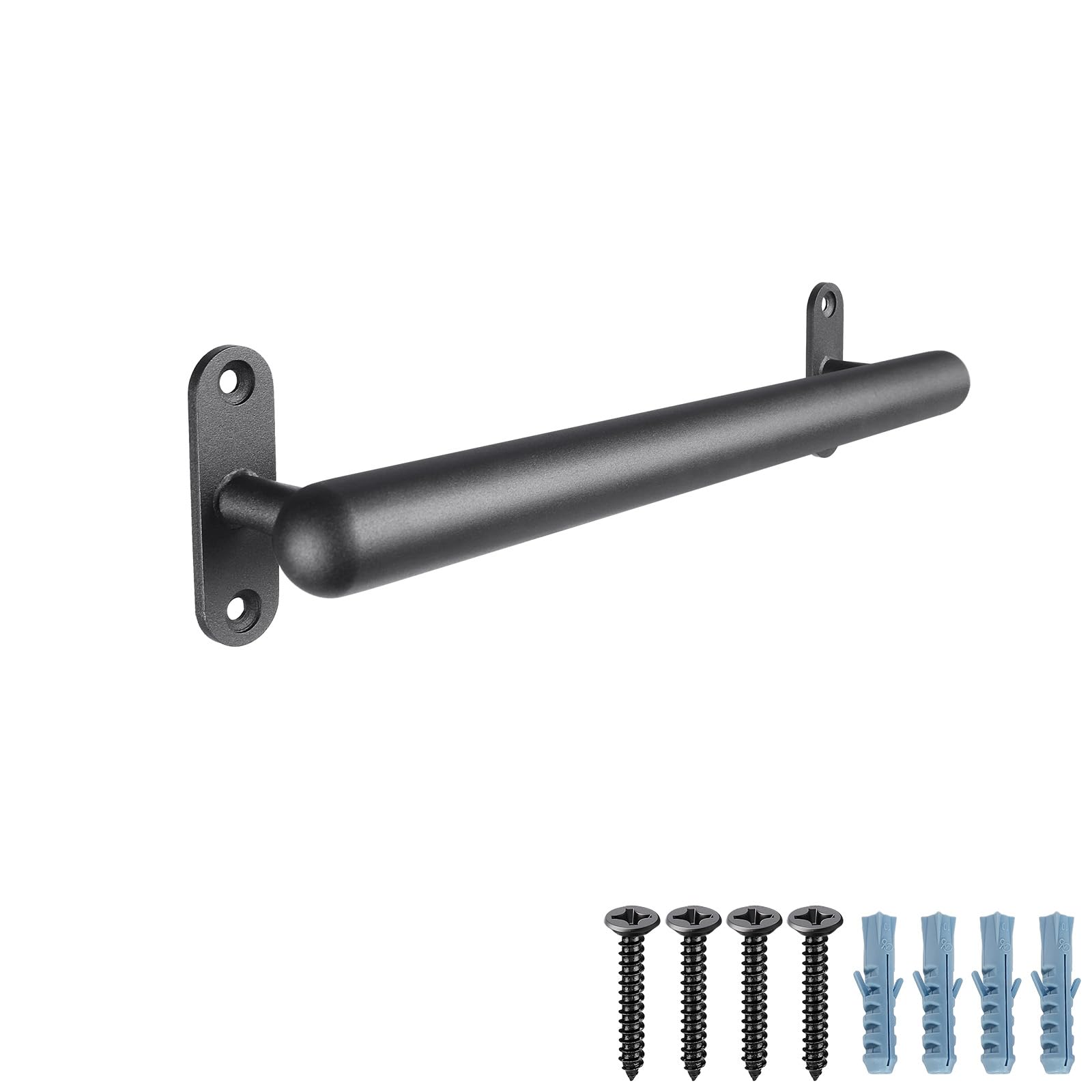 Dolibest Metalowa poręcz, 66 cm, poręcz wewnętrzna, poręcz schodowa, czarna, montowana na ścianie, balustrada schodowa, 3,3 cm, okrągła rura, na zewnątrz, uchwyt dla osób starszych, dla młodszych