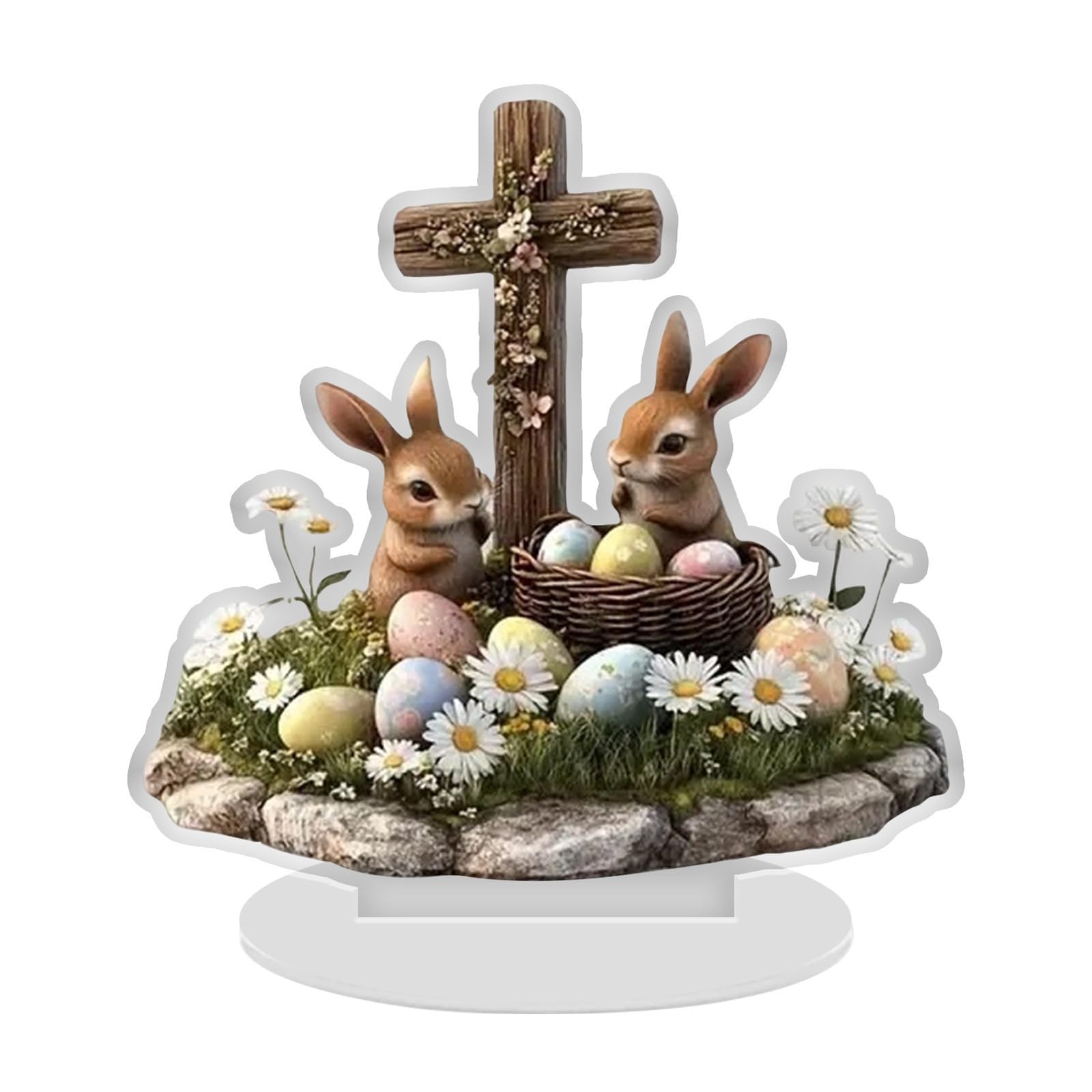 Psdndeww Bunnies Figurines Easters Decoration Table Centerpieces Acrylic Easters Eggs Rabbits Statue Rabbits Sculpture Home Decors Acrylic Figurines