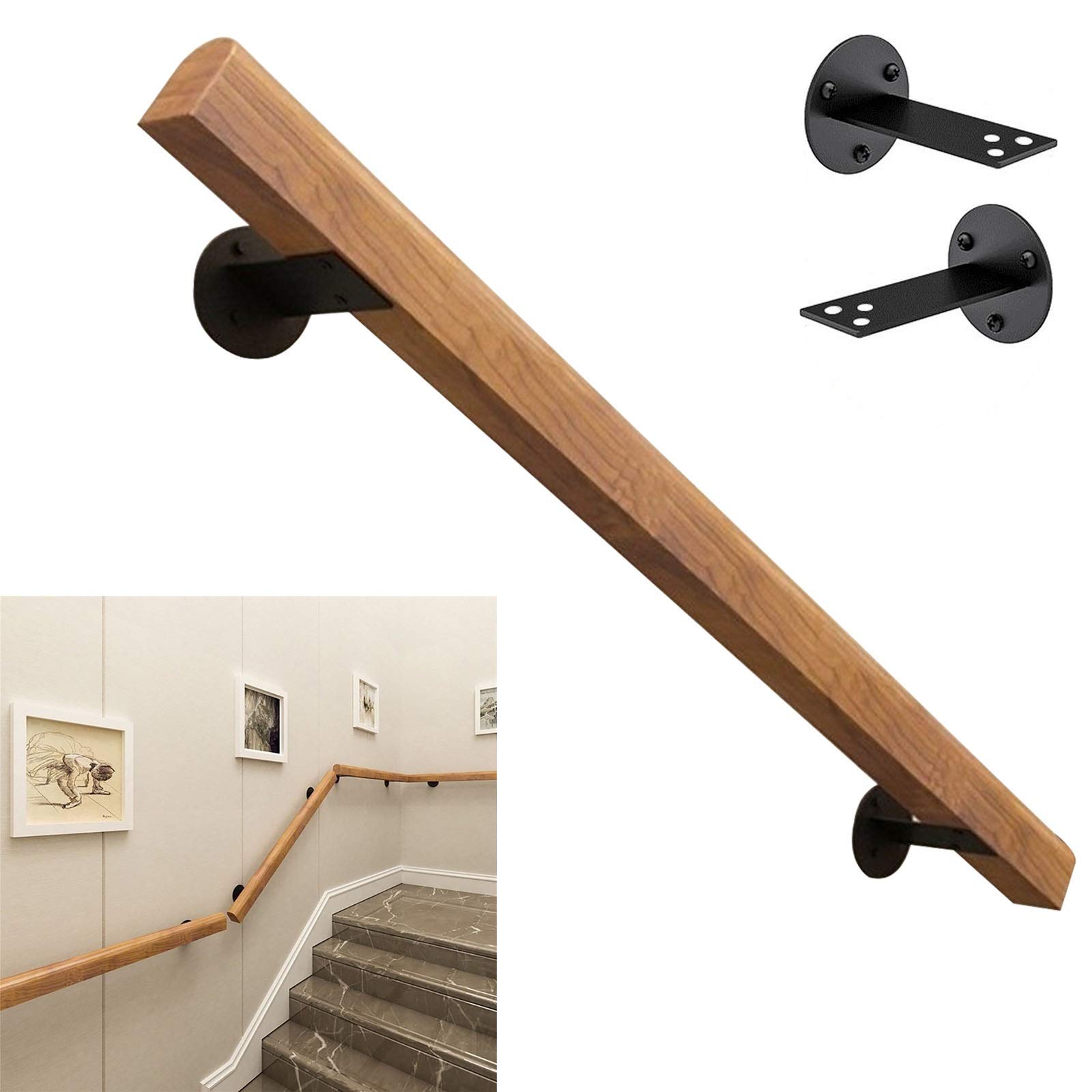 Main courante antidérapante de sécurité avec supports muraux pour escalier intérieur