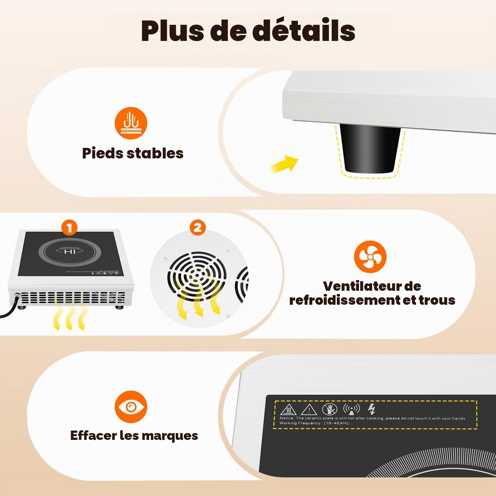 Induction Commerciale 3500w Acier Inoxydable Pour Casseroles à Fond Plat 4.72-11.81 Pouces De DiamèTre Convient à La Maison Restaurant HôTel