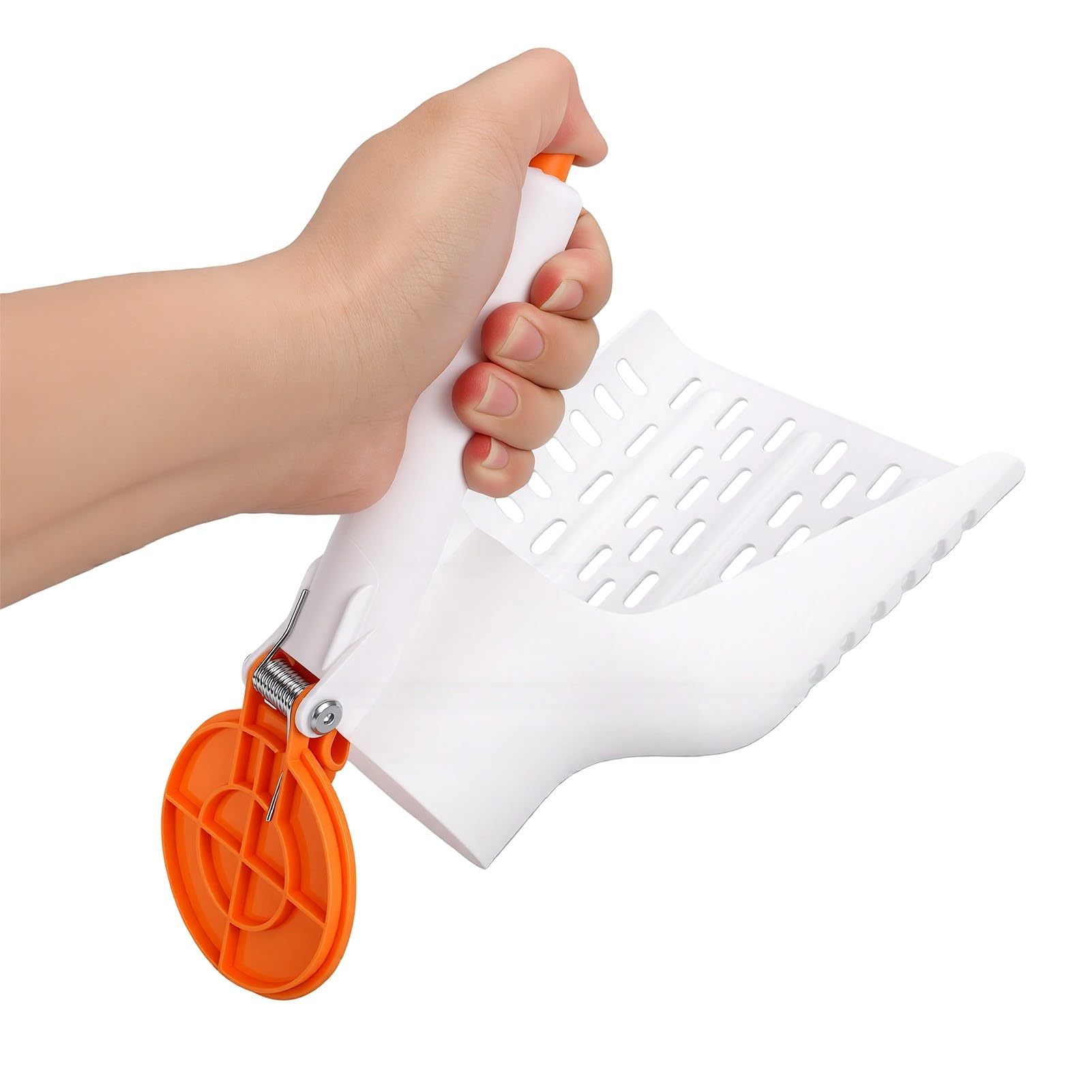 Fdit Szufelka do Kuwety dla Kota, Ergonomiczna Konstrukcja Naciśnięcie Przycisku Wyrzucanie Kuwety dla Kota Łopata do Przesiewania żwirku z Wbudowanym Schowkiem Domowego (WHITE)