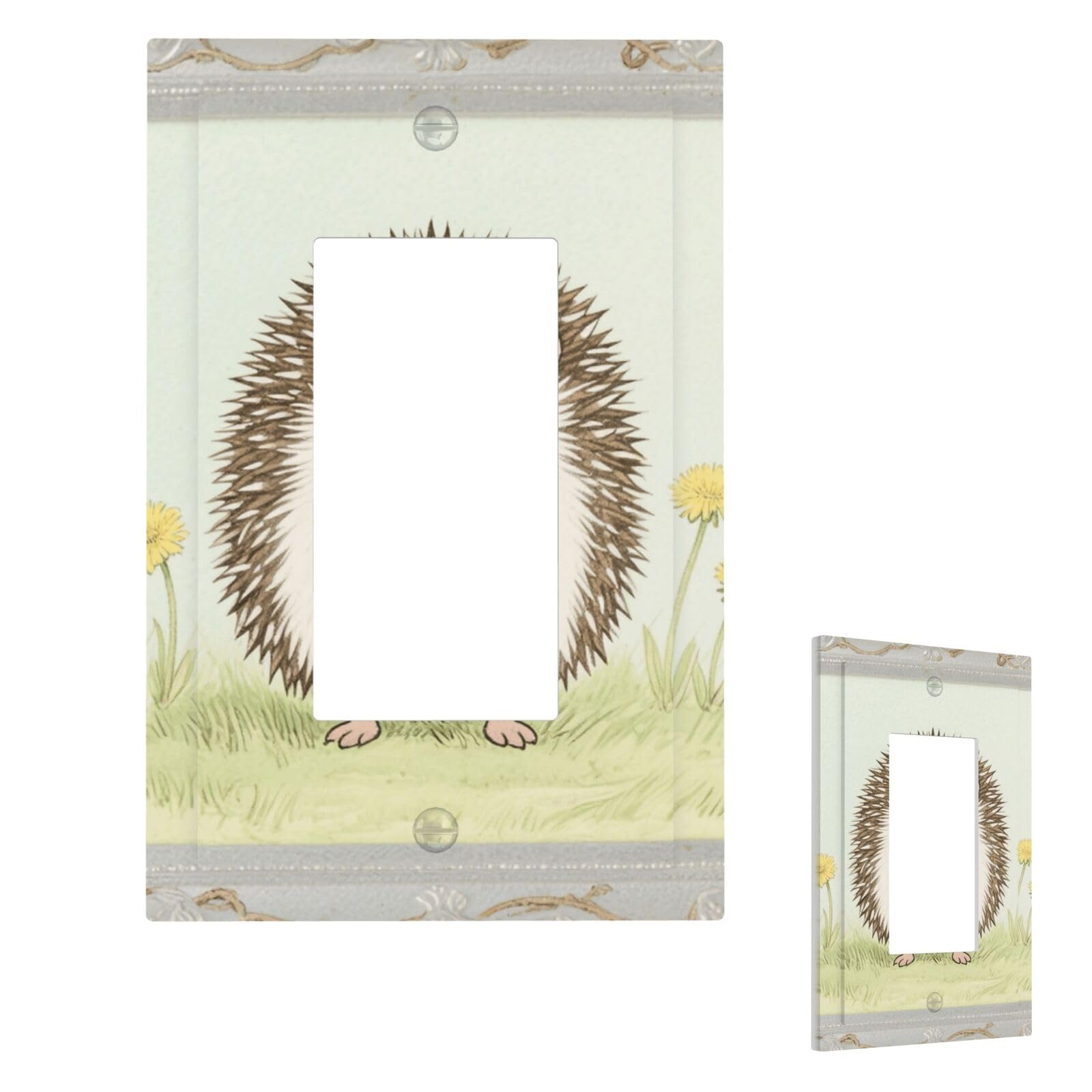 Fekiloot 1 Gang Cute Hedgehog Wall Plate Cover Modern Decorative Light Switch Cover Unbreakable Receptacle Outlet Covers For Living Room Bedroom Home Decor