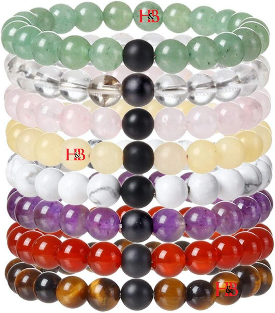 Hot And Bold"Certified" Reiki Crystals Natural Beads Tiger's Eye/Aventurine/Amethyst/Rose Quartz/Clear Quartz Combo Bracelets.
