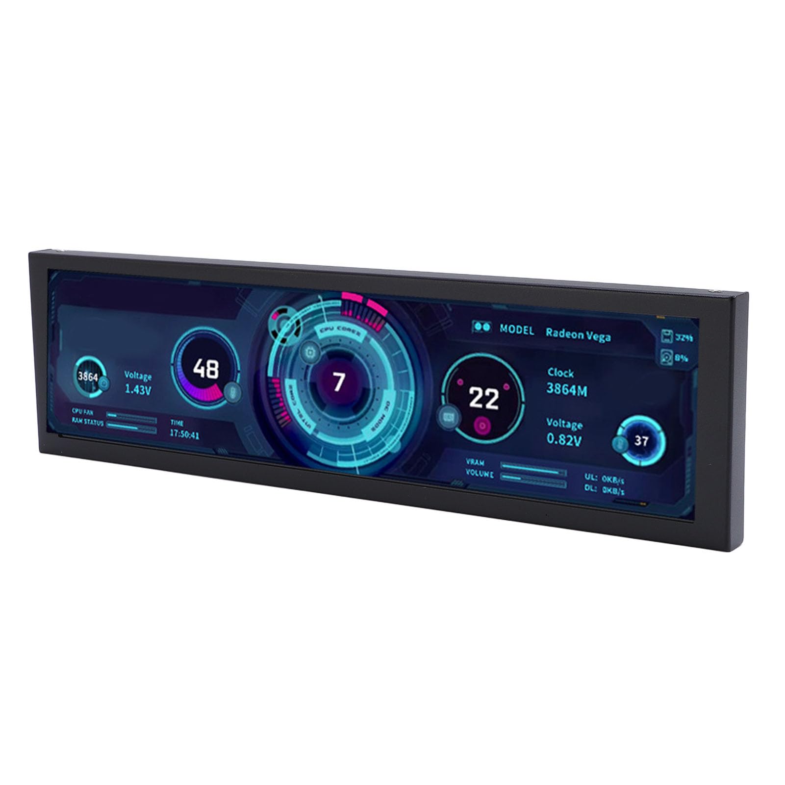 Jiawu 8.8 Inch IPS Secondary Screen Case, 1920x480 PC Temperature Display, CPU GPU RAM Computer Monitoring PC Sensor Panel Display, TYPEC, PH Interface