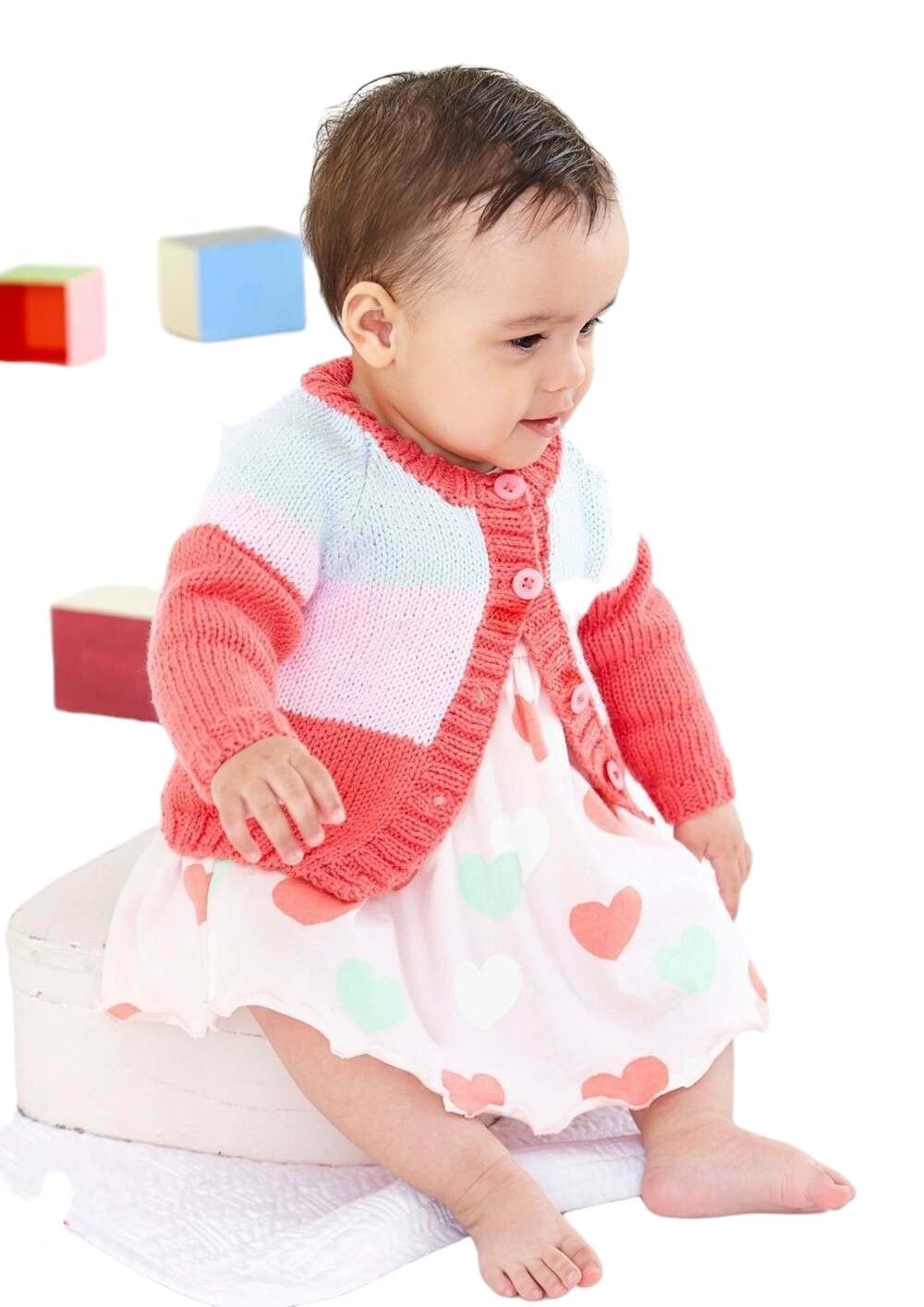 King Cole Multi Double Knit Knitting Pattern Baby Childrens Sweater Cardigan & Hat (5918)