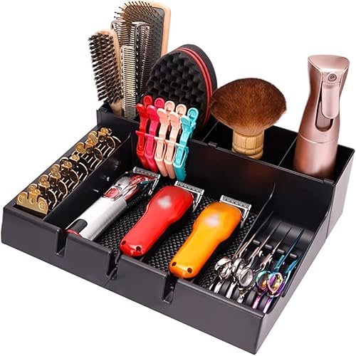 Miniatura 9 de Outanaya Bandeja para cortar el cabello, soporte para herramientas de corte de cabello, organizador de herramientas de peluquería con cable,