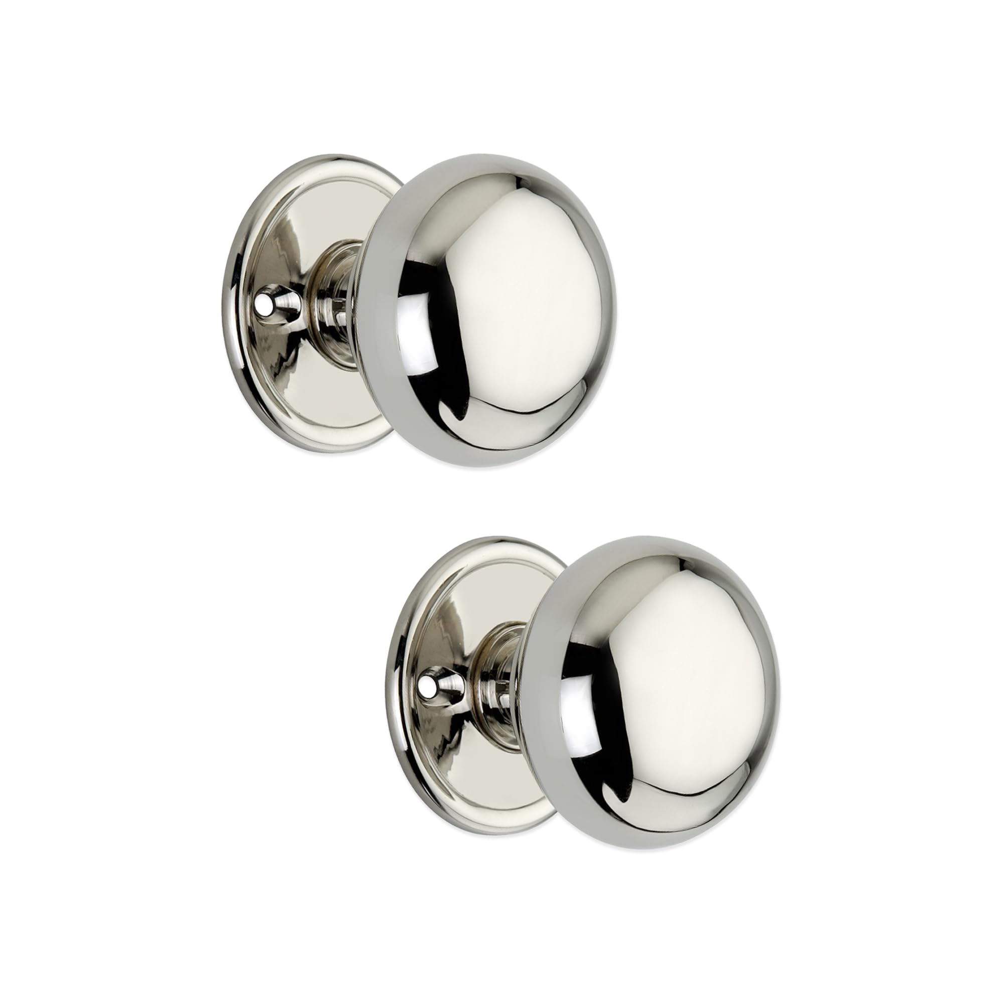 Infinity Decor Polished Nickel Cottage Round Mortice Rim Door Knobs On Round Rose Set 50Mm - Pull Handles For Interior And Exterior Doors