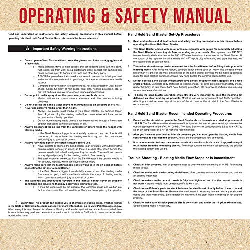 Tcp Global Gravity Feed Sand Blaster Gun Kit - Hand Held Sand Blasting Spray Gun With 2 Ceramic Nozzle Tips And Air Regulator - Blast Abrasive Media, Soda, Bead, Walnut, Aluminum Oxide - Pneumatic #TOP5