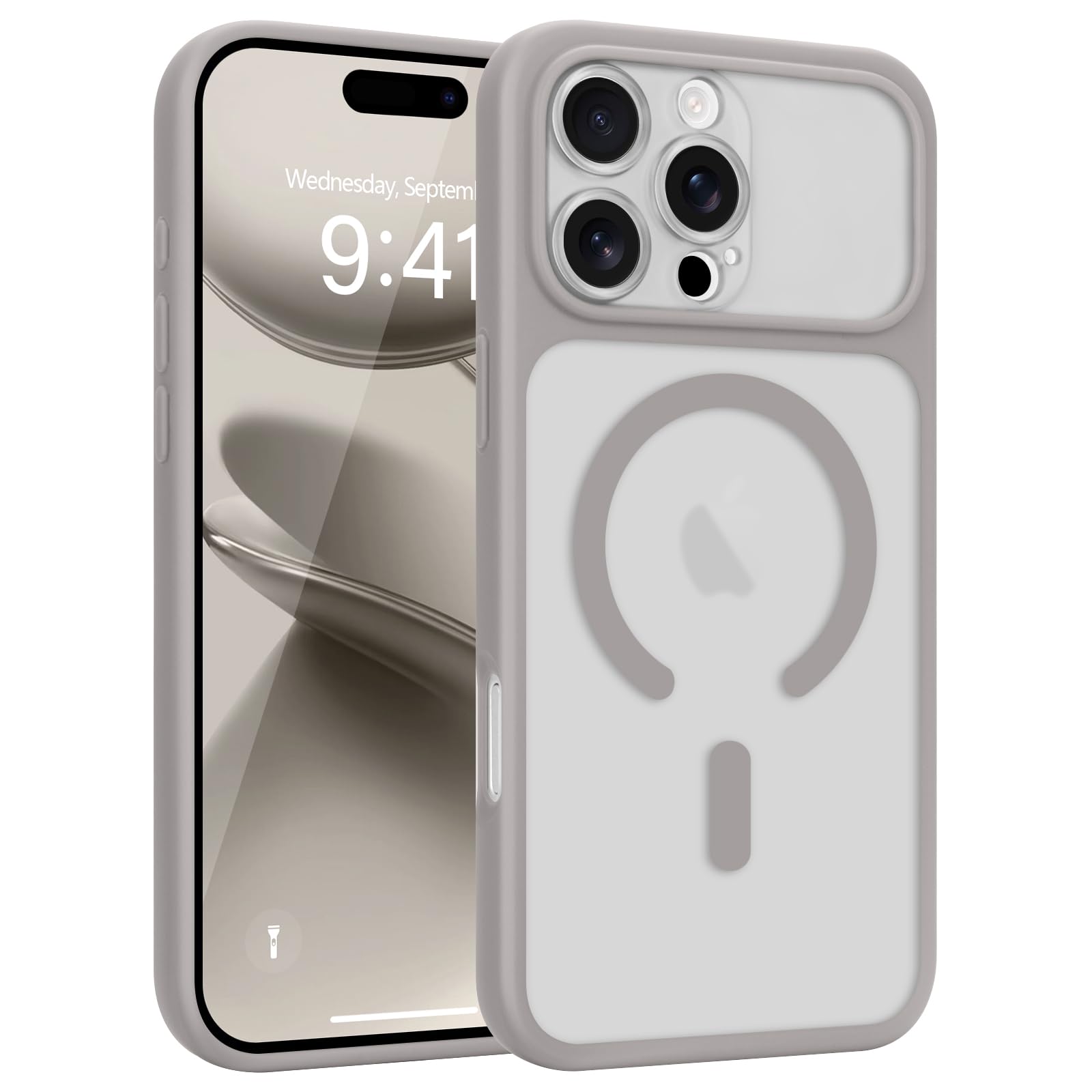 Wirvyuer für iPhone 16 Pro Max Hülle Kompatibel mit Magsafe,Grau | Transluzente Rückseite Magnetische Handyhülle, Vollständiger Kameraschutz, Stoßfest Kratzfest Schutzhülle