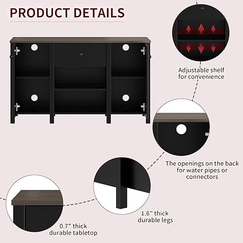 Miniatura 5 de Soporte para pecera, soporte de madera resistente para acuario de 55 a 75 galones con armario de almacenamiento para accesorios de pecera, capacidad