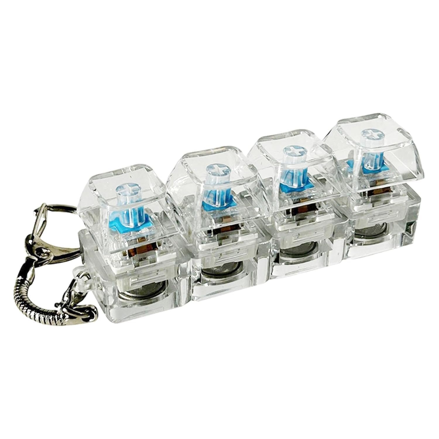 Mechanical Keyboard Switch Keychain Fidget Toy with 4 Blue Clicky Switches, Transparent Click Tester Keychain, Portable Stress Relief Clicker for Office, Gaming,Gift for Men, Women & Kids-image-47