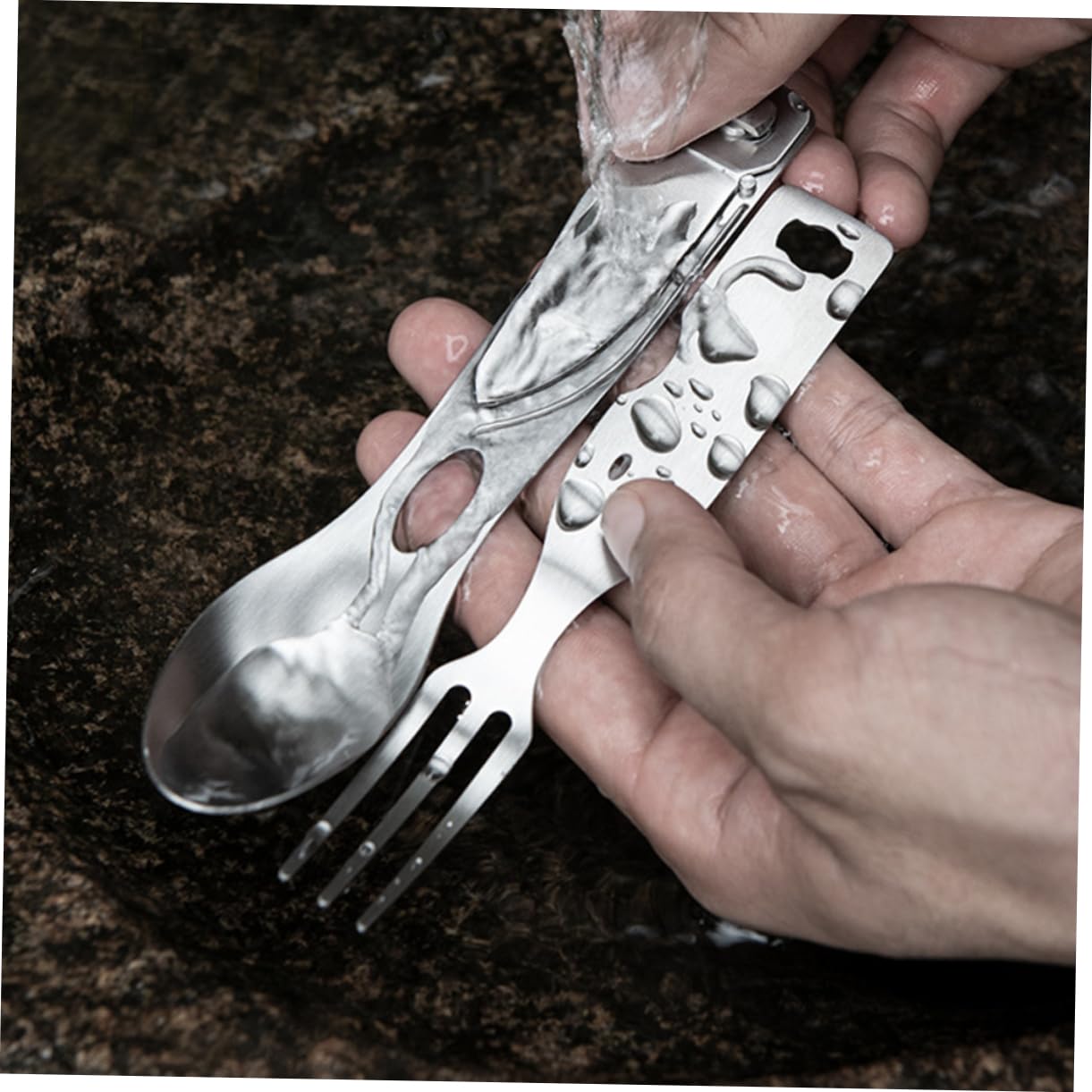 BESPORTBLE 3 Pezzi 3 1 Forchetta Cucchiaio in Metallo Forchetta Cucchiaio Pieghevole Utensile Da Campeggio All'aperto Da Picnic Viaggiare Portatile