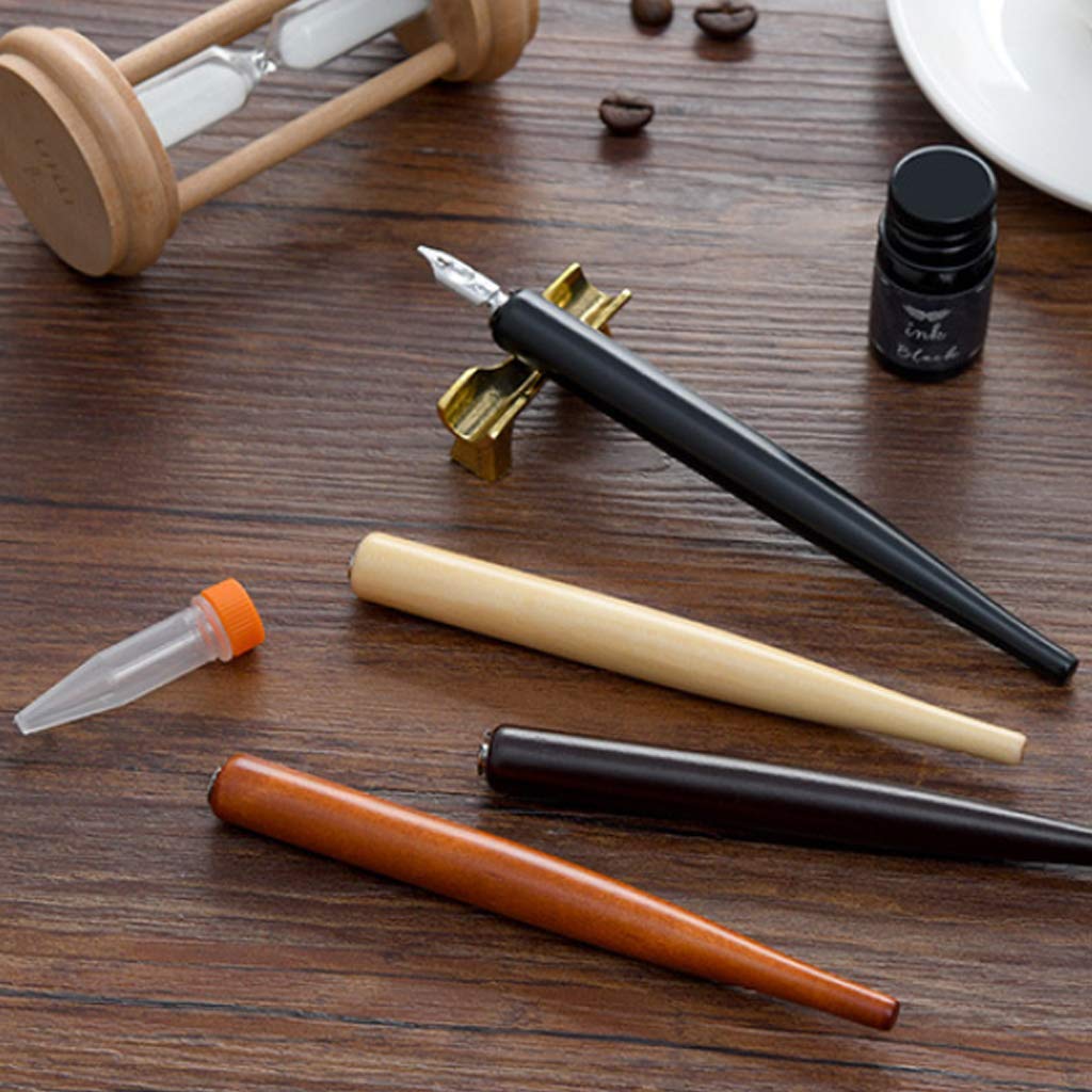 Calligraphy Fountain Dip Pen + 5 Nibs Ink Kit Gift Box for Lettering Sketching