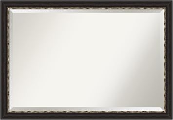 Amanti Art Bronze Wall Mirror 28x40 Accent Bronze Narrow Rectangle Bathroom Mirror for Wall Decor Living Room, Large Traditional Frame, Hangs Horizonally and Vertically, Bathroom Decor, Beveled Edge