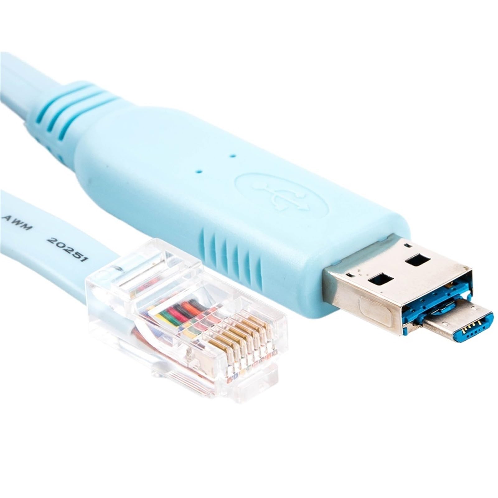 Cable adaptador conversor serial 2 en 1 USB/Micro USB a RJ45 RS232 for dispositivo enrutador de consola a su computadora
